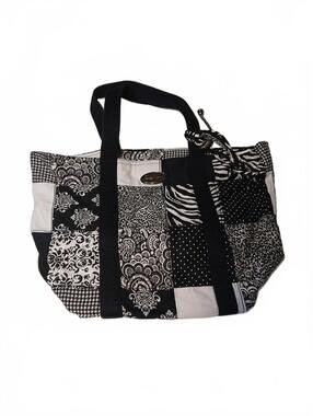 Black and White Patchwork Pattern Tote Bag with Pink Interior Donna Sharp